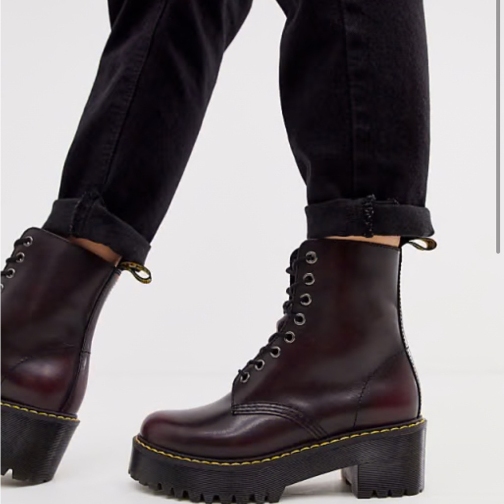 NWT DR. MARTENS Shriver Hi Burgundy Vintage Platform Boots size 7